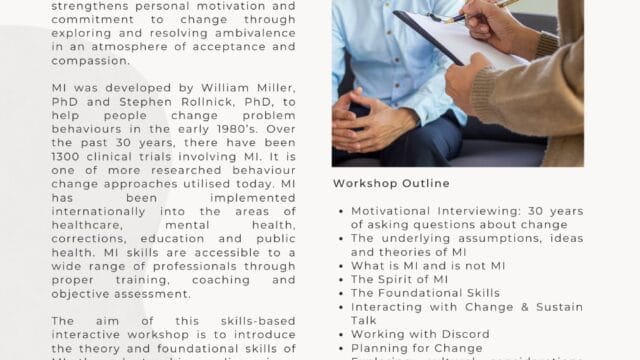 Motivational Interviewing Foundational Skills Workshop (2-day)