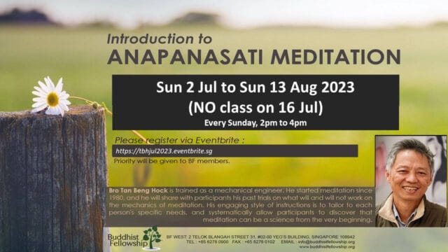 Anapanasati Meditation Course (Sundays, 2 Jul to 13 Aug)