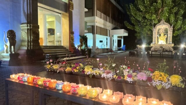 Candlelight circumambulation at Palelai Buddhist Temple
