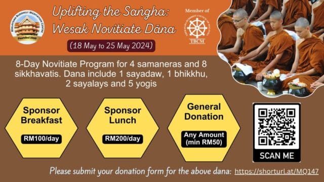 Uplifting the Sangha: Wesak Novitiate Dana (Malaysia)