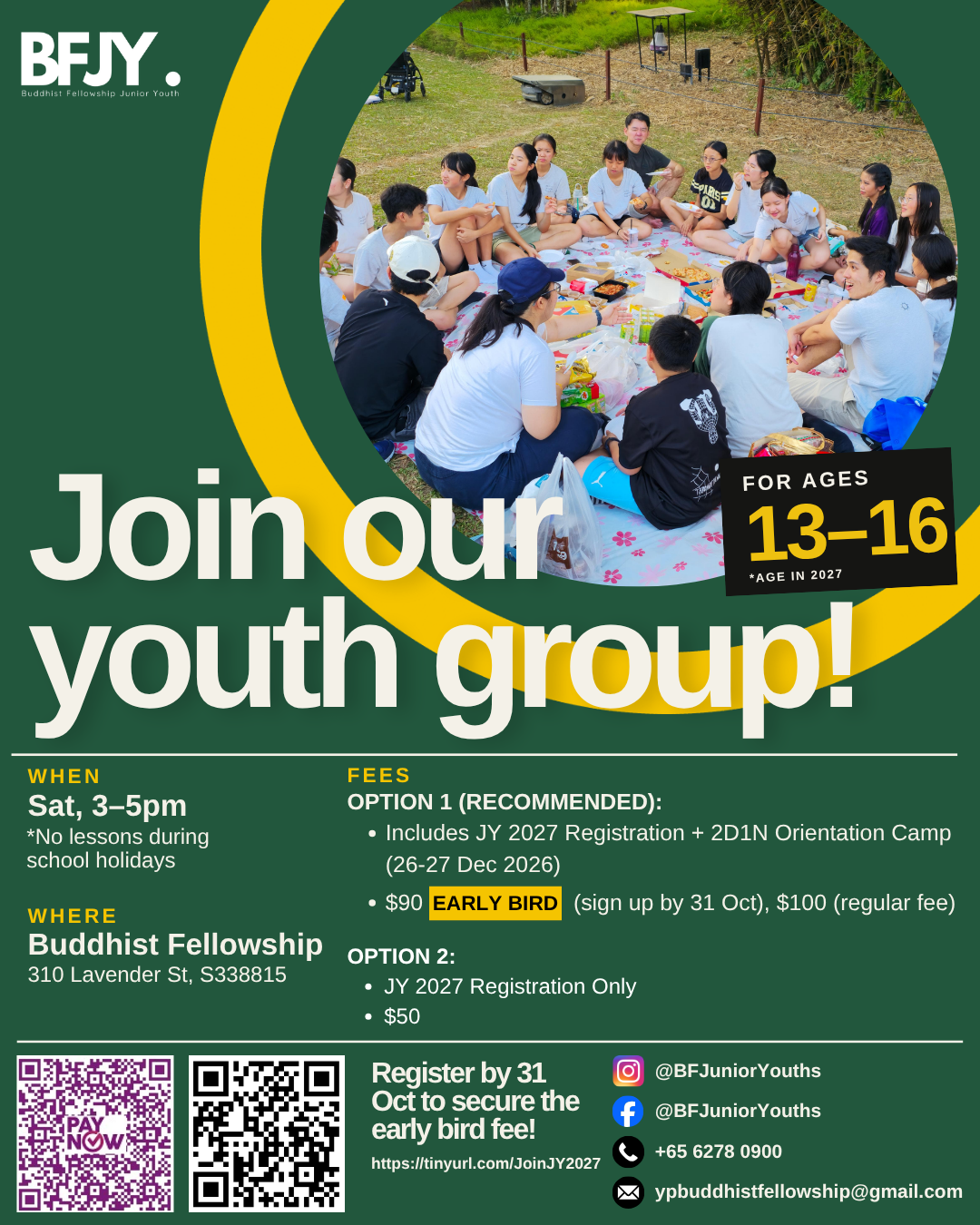 2027 Buddhist Junior Youth classes (for aged 13 to 16)